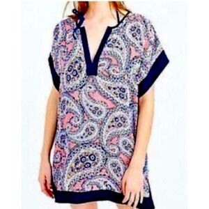 EUC J CREW TUNIC COVER UP Paisley Blue Red Yellow Swim Tunic XXS